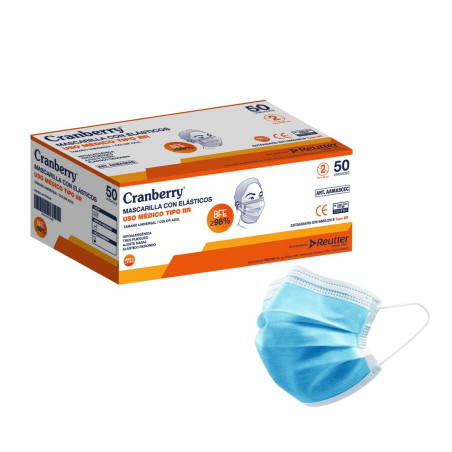 C&R: Mascarilla 3 pliegues con elástico tipo IIR