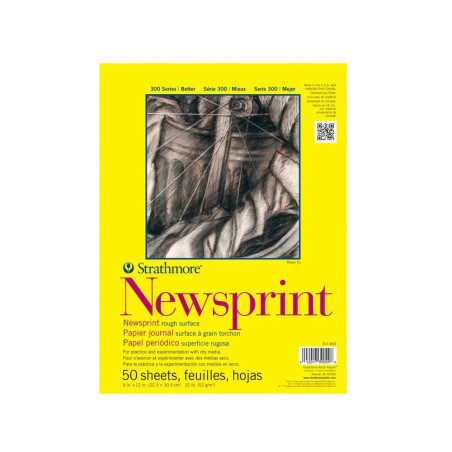 Block Newsprint 52g 50H. 22.9X30.5cm Serie 300 - Strathmore