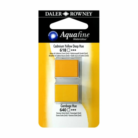 Amarillo Cadmio Osc. /Goma Gutta Hue 02 - Acuarela Aquafine 1/2 godet - Daler Rowney