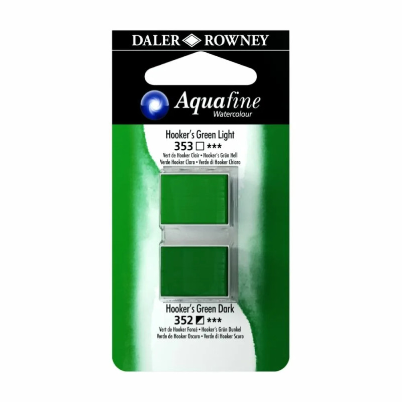 Verde Hooker Claro/Verde Hooker Oscuro 15 - Acuarela Aquafine 1/2 godet - Daler Rowney Verde Hooker Claro/Verde Hooker Oscuro 15 - Acuarela Aquafine 1/2 godet - Daler Rowney