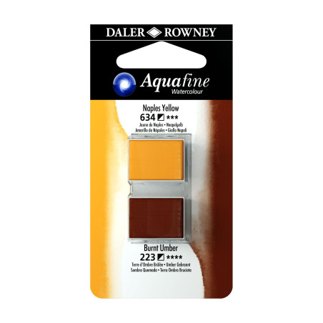 C&R: Amarillo Nápoles/T. Sombra Quemada 19 - Acuarela Aquafine 1/2 godet - Daler Rowney