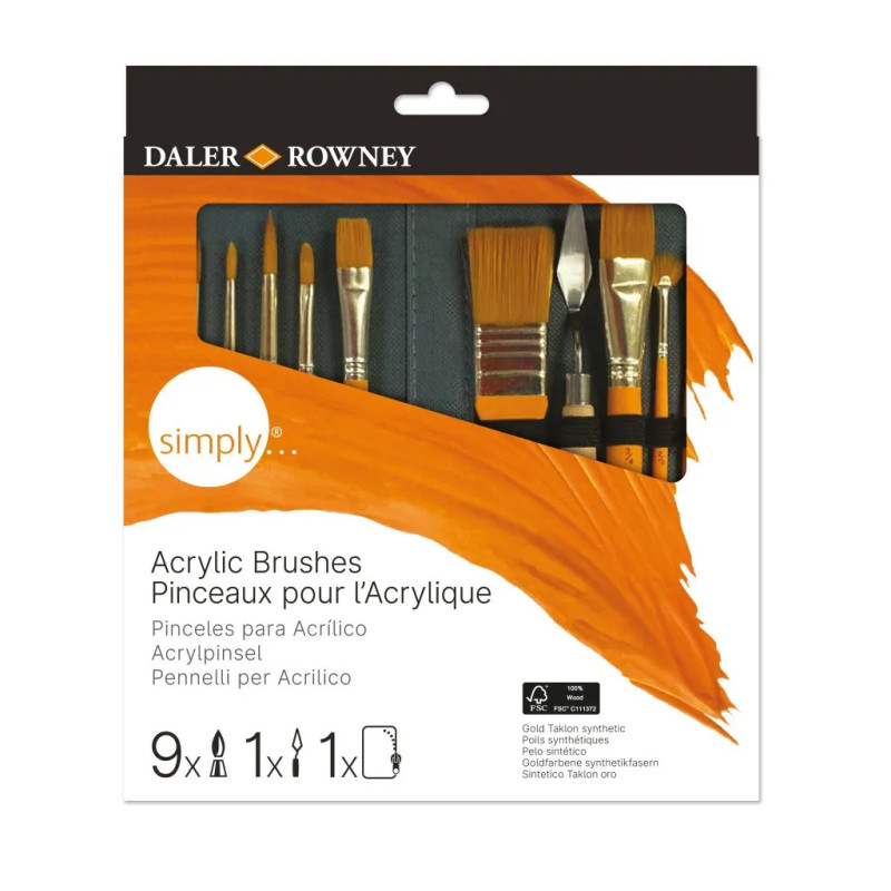 Set 10 pinceles con estuche para acrílico Simply – DALER ROWNEY