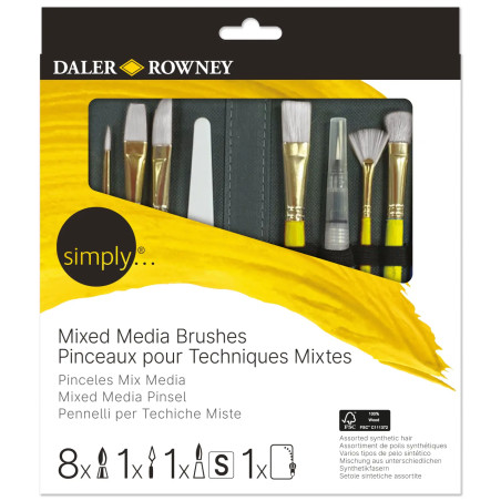 Set 10 pinceles con estuche para mix media Simply – DALER ROWNEY