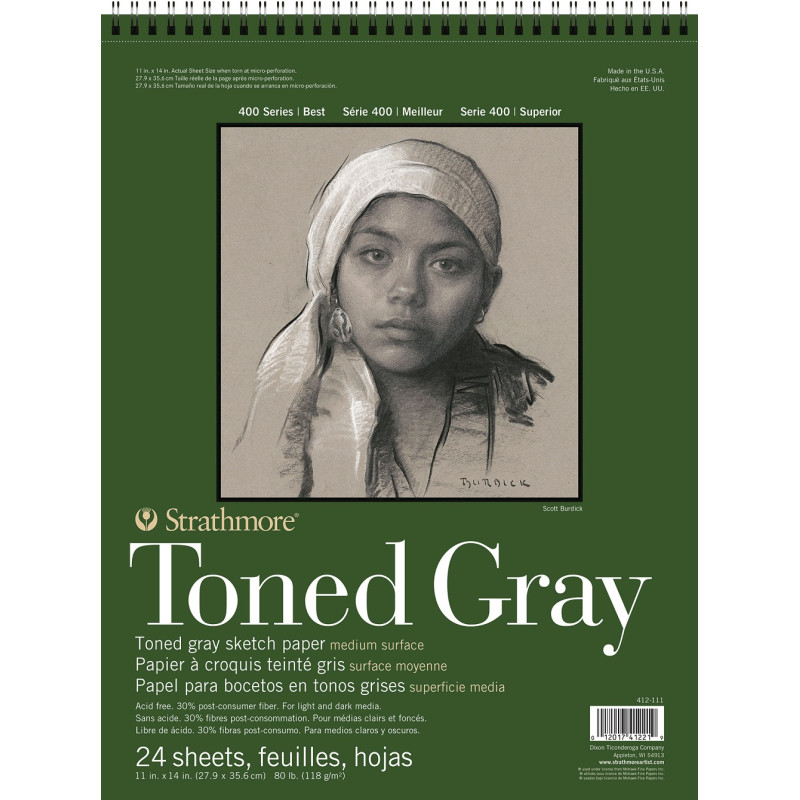 Croquera Toned Gray 118g 50H. 22,9x30,5cm Serie 400 - Strathmore