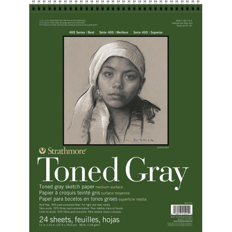 C&R: Croquera Toned Gray 118g 50H. 22,9x30,5cm Serie 400 - Strathmore