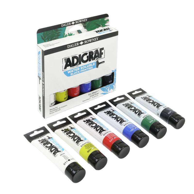 Set 6 Tinta para Grabado Soluble al Agua 59ml - Adigraf